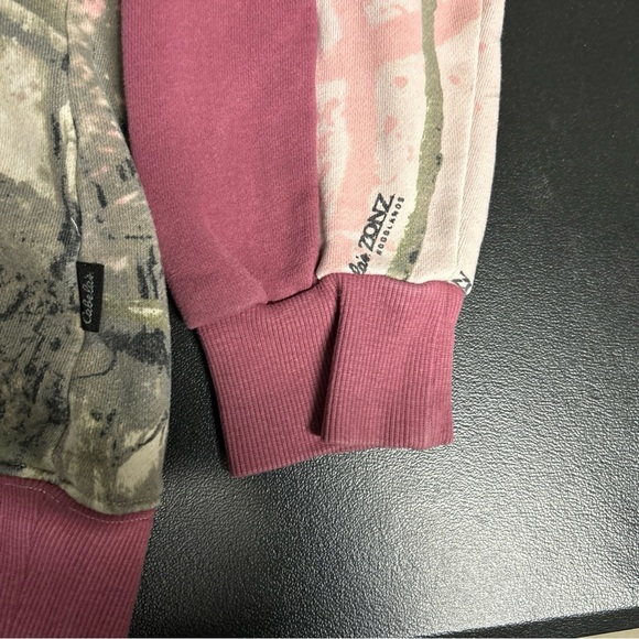 Cabela’s Women’s Pink Tree Print Logo Pullover Drawstring Hoodie Pockets Outdoor - Picture 6 of 13